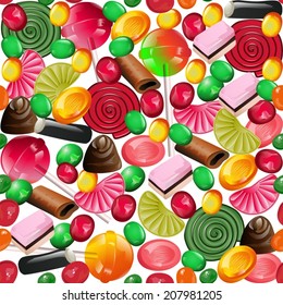 Seamless background with different sweets