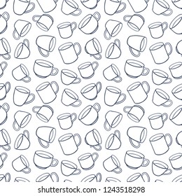 Seamless background of different teacups