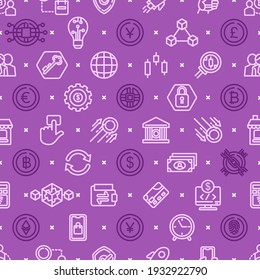 Seamless background of Digital money or crypto currency investment. Flat design for business presentation, Cover of media information.