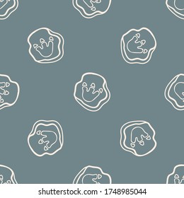 Seamless background dinosaur foot fossil gender neutral baby pattern. Simple whimsical minimal earthy 2 tone color. Kids nursery wallpaper or boho cartoon animal fashion all over print.