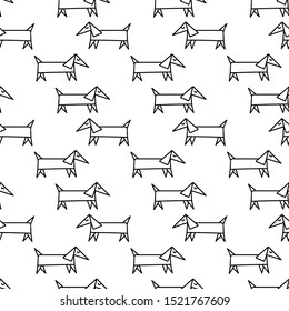 Seamless background, dog breed Dachshund, the outline of the animal. For fabric, covers and other surfaces