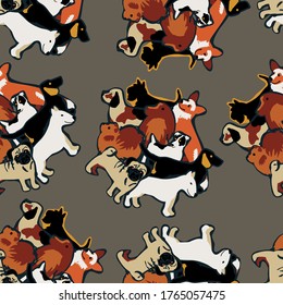 seamless background with dogs breeds, vector design for paper, fabric.