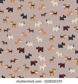 Seamless background with dogs. Flat vector illustration