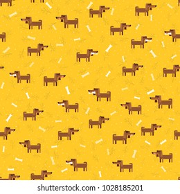 Seamless background with dogs. Flat vector illustration