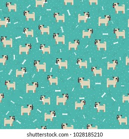 Seamless background with dogs. Flat vector illustration
