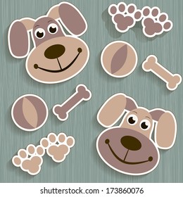 seamless background with dogs, paws and bones