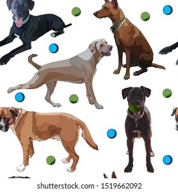 Seamless background with dogs. Vector, EPS10