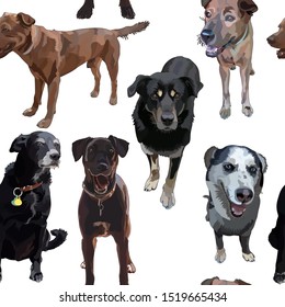 Seamless background with dogs. Vector, EPS10