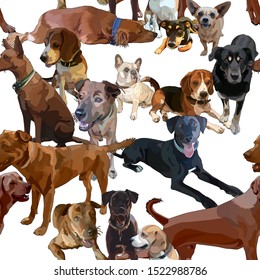 Seamless background with dogs. Vector, EPS10