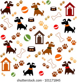 Seamless background with dogs. Vector Illustration