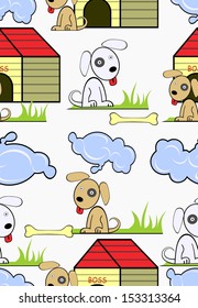 Seamless background with dogs. Vector Illustration