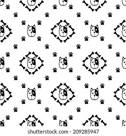 Seamless background with dogs. Vector Illustration 