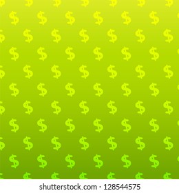 Seamless background with dollar signs. Vector illustration for your business presentation. Green and yellow wallpaper with money symbols.