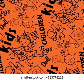 seamless background of dolls
