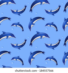 Seamless background with dolphins. Vector illustration.