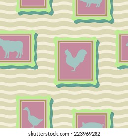 seamless background with domestic animals