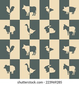 seamless background with domestic animals