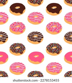 Seamless background with donuts.Eps 10 vector.