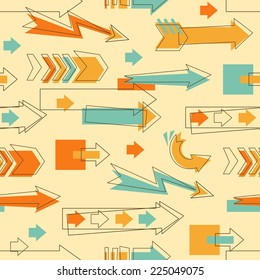Seamless background of doodle arrows in retro style