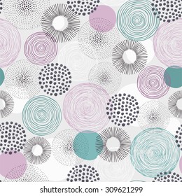 Seamless background with doodle circles, vector abstraction illustration.