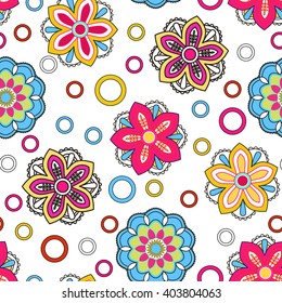 Seamless background with doodle circles, vector abstraction illustration.