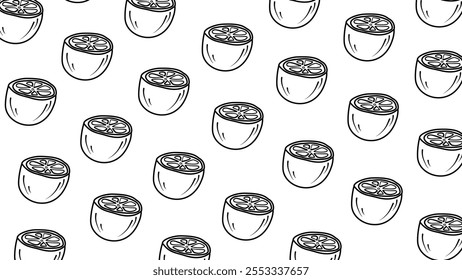 Seamless background doodle lemon pattern. Beautiful black and white seamless doodle pattern with cute doodle lemon sketches. Seamless doodle lemon pattern design in vector.