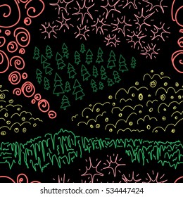 Seamless background of Doodle. The minimalistic backdrop in hipser style