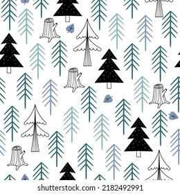 El fondo es impecable con los doodles. Patrón de niños de los bosques. La ilustración vectorial se puede utilizar para el fondo o tejido de la página web rellenos de papel de escritorio