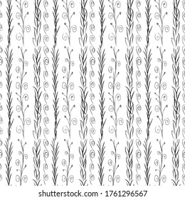 Seamless background from doodles various floral decorative elements
