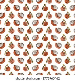 Seamless background dragon fruit. Gender neutral kid food pattern. Simple whimsical minimal earthy 2 tone color. Baby nursery wallpaper or boho decorative gardening decor all over print. 