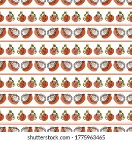 Seamless background dragon fruit stripe. Gender neutral kid food pattern. Simple whimsical minimal earthy 2 tone color. Baby nursery wallpaper or boho decorative gardening decor all over print. 