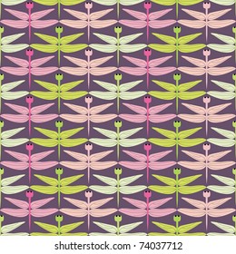 Seamless background with dragonflies