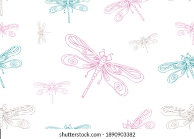 seamless background with dragonflies, light, light, spring, summer