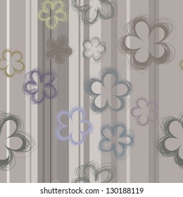 Seamless background with drawing flowers