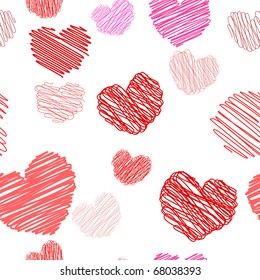 Fondo sin fisuras de los corazones de dibujo.