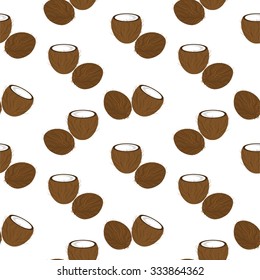 seamless background with drawing of an open coconut.