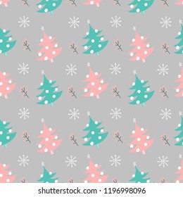 seamless background of drawings of multicolored trees and branches, for the winter holidays
