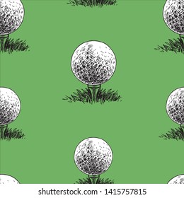 Seamless background of the drawn golf balls