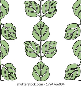 Fondo inmaculado de hojas decorativas de color verde dibujado