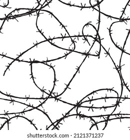 Seamless background from drawn tangled barbed wire