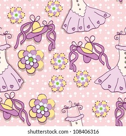 seamless background with a dress and ballet pointes