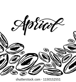 Seamless background with dried apricots. Cute doodle illustration.