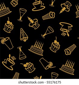 seamless background with drinks and desserts