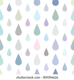 Seamless background of the drops of rain, liquid water in the form of droplets, condensed. Endless background. Shower curtain design, bath decoration.