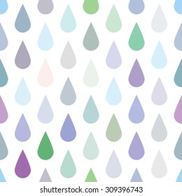 Seamless background of the drops of rain, liquid water in the form of droplets, condensed. Endless background. Shower curtain design, bath decoration.