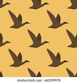 Seamless background with ducks. Flat style Ready to use as swatch. Vector