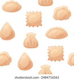 Seamless background with dumplings dishes