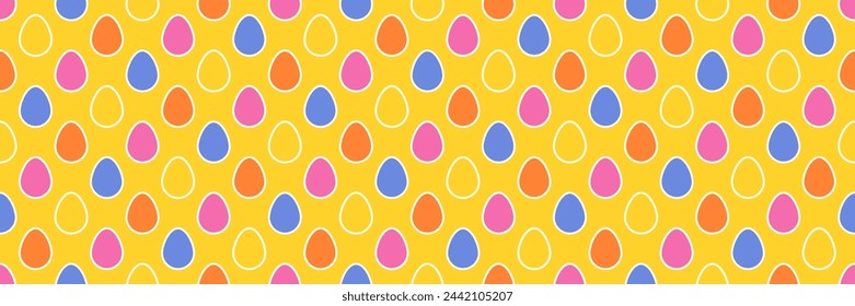 Seamless background with Easter eggs. Layout for a wrapping paper, poster and card. Banner. Vector illustration