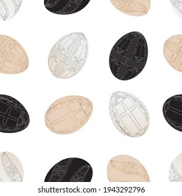 Seamless background. Easter eggs on a white background. Vector illustration