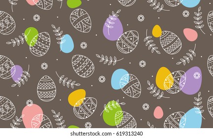 Seamless background for Easter. Ornament on eggs. Easter Holiday.